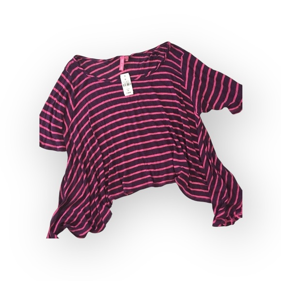 new LF Emma & Sam ᯾ Oversized Stripe Hi Lo Handkerchief Hem Tee ᯾ T Shirt Top XS - Picture 12 of 16
